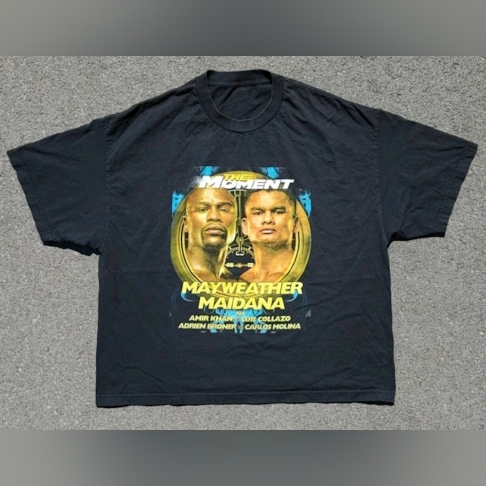 Vtg 2014 Mayweather vs Maidana The Moment Print Fight T-Shirt (2XL)